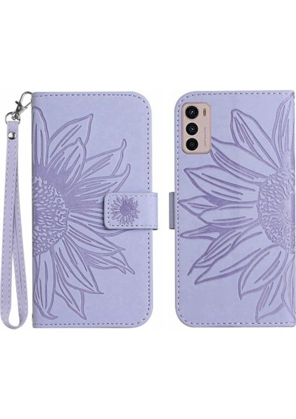 Motorola Moto G42 Kabartmalı Ayçiçeği Flip Cüzdan Pu Telefon Kılıfı (Yurt Dışından)