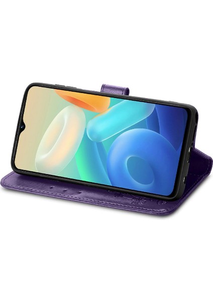 Vivo Y55 5g Için Zarif Iş Çevirme Kapağı Dört Yapraklı Yonca Kısa Telefon Kılıfı (Yurt Dışından) fırsatları