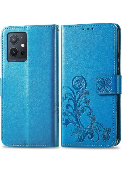 Vivo Y55 5g Için Zarif Iş Çevirme Kapağı Dört Yapraklı Yonca Kısa Telefon Kılıfı (Yurt Dışından)