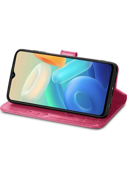 Vivo Y55 5g Için Zarif Iş Çevirme Kapağı Dört Yapraklı Yonca Kısa Telefon Kılıfı (Yurt Dışından) fırsatları