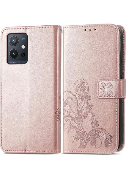 Vivo Y55 5g Için Zarif Iş Çevirme Kapağı Dört Yapraklı Yonca Kısa Telefon Kılıfı (Yurt Dışından)