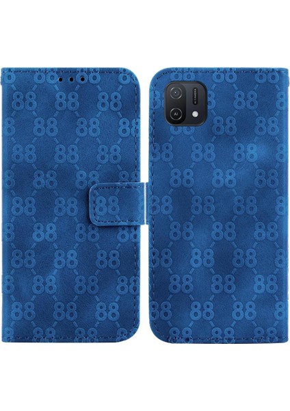 Için Oppo A16K Çift 8 Kabartmalı Kickstand Cüzdan Kart Pu Telefon Kılıfı (Yurt Dışından)