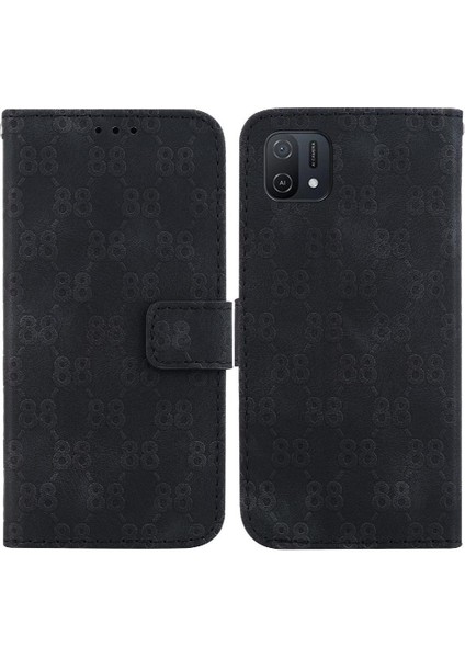 Için Oppo A16K Çift 8 Kabartmalı Kickstand Cüzdan Kart Pu Telefon Kılıfı (Yurt Dışından)