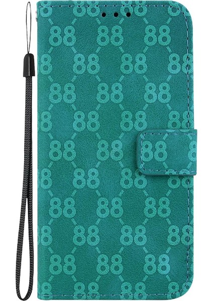 Için Oppo A16K Çift 8 Kabartmalı Kickstand Cüzdan Kart Pu Telefon Kılıfı (Yurt Dışından) modelleri