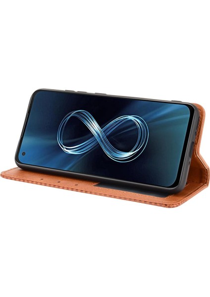 Asus Zenfone 8 Için Pu Deri Manyetik Kapatma Cüzdan Telefon Kılıfı (Yurt Dışından)