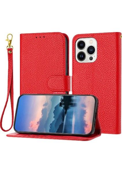 Için iphone 15 Pro Max Cüzdan Flip Folio Kart Yuvaları Tutucu Litch Telefon Kılıfı (Yurt Dışından)