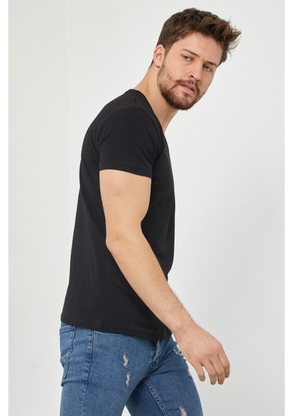 Erkek V Yaka Slim Fit T-Shirt
