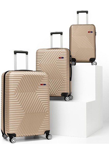 Suitcase Abs 3'lü Gold Lüx Valiz Seyahat Seti 600.06-SET