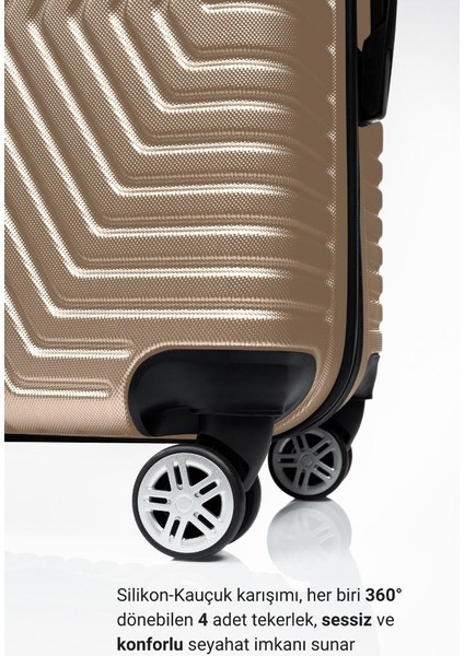 Suitcase Abs 3'lü Gold Lüx Valiz Seyahat Seti 600.06-SET
