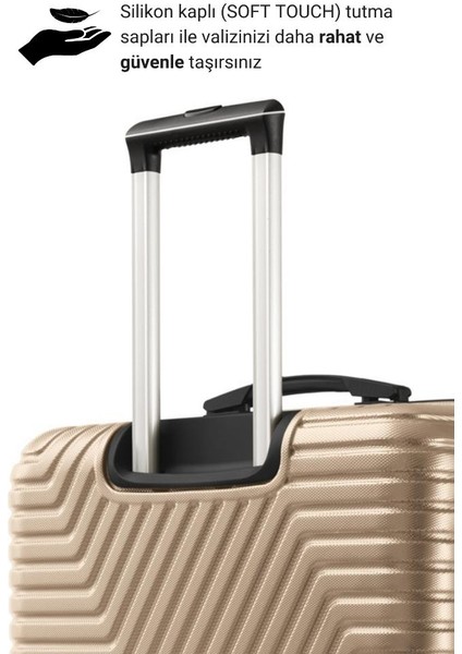 Suitcase Abs 3'lü Gold Lüx Valiz Seyahat Seti 600.06-SET