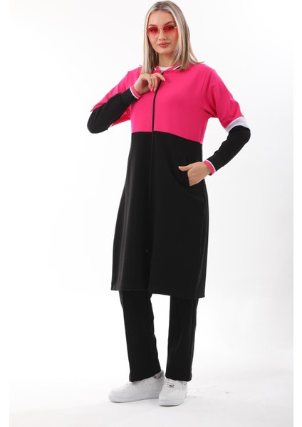 Kadın Tesettür Eşofman Takımı Uzun Günlük Spor Takım Fuşya modelleri