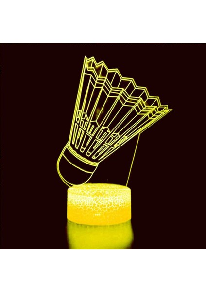 3D Badminton Gece Işığı Lambası Illusion 7 Renk Değiştirme Dokunmatik Anahtarı Masa Masa Dekorasyon Lambaları Akrilik Düz Abs Taban USB Kablosu Oyuncak ile Hediye (Yurt Dışından)