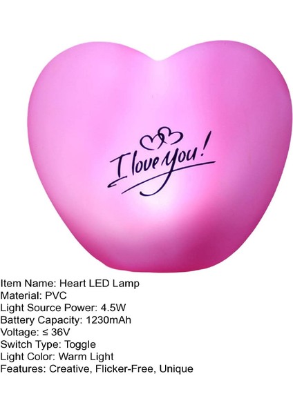 LED Gece Işığı Parlamayan Yaratıcı Aşk Kalp 3D LED Lamba Düğün Süs Faydalı Pembe (Yurt Dışından) fiyatları