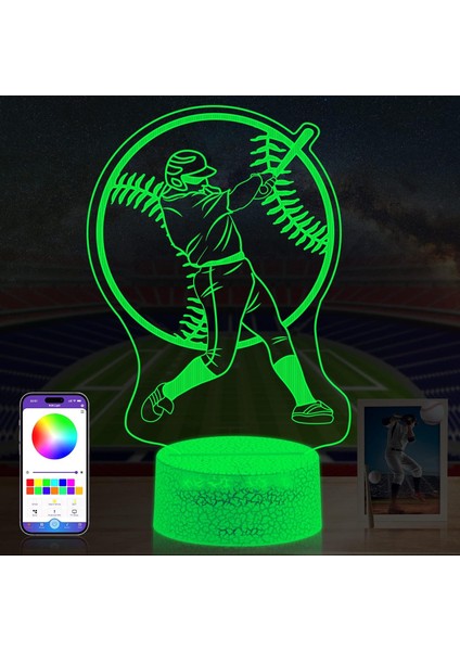Boys Beyzbol Gece Lambası Telefon Uzaktan Kumanda Başucu Odası Beyzbol Çocuklar Için Dekor Lambası Spor Severler Odası Dekorasyon Noel Doğum Günü Hediyesi (Yurt Dışından)