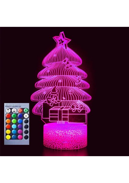 3D Noel Ağacı Gece Işığı Masa Danışma Optik Illüzyon Lambaları 16 Renk Değiştirme Işıkları LED Masa Lambası Noel Ev Aşk Doğum Günü Çocuk Çocuk Dekor Oyuncak Hediye (Yurt Dışından)