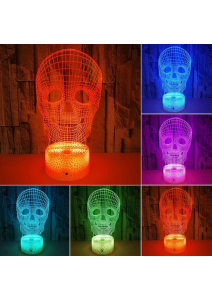 Skulles Head 3D Gece Lambası Roman ve Eşsiz Hediye Lambası Yaratıcı Masa Lambası Başucu Lambası LED 3D Gece Lambası Yatak Odası Işıkları (B, Bir Boyut) (Yurt Dışından) fiyatları