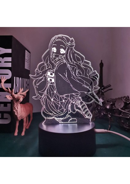 Anime LED Işık Kimetsu Hiçbir Yaiba Nezuko Kamado Yatak Odası Dekorasyon Için Gece Lambası Hediye Manga 3D Lamba Demon Slayer Odası Dekor (Yurt Dışından)