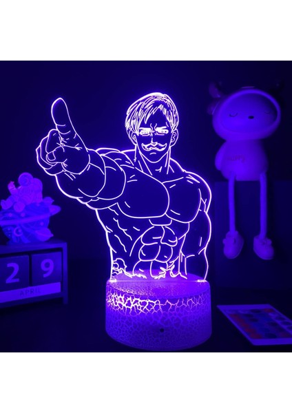 Yedi Ölümcül Günah Anime 3D Erkek Için Gece Lambası 16 Renk Kız Odası Dekoru Illusion LED Lamba USB Manga Jericho Figürü Uygun Çocuk Hayranları Noel Hediyeleri (Yedi Ölümcül Günah4) (Yurt Dışından)
