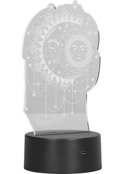 Akrilik 3D Çocuklar Gece Lambası, 3D Masa Lambası 7 Renk Güneş Ay LED Gece Lambası Akrilik Dokunmatik Anahtar Çocuklar Için USB Powered 3D Dekoratif Lamba Hediyeler Ev (Yurt Dışından)