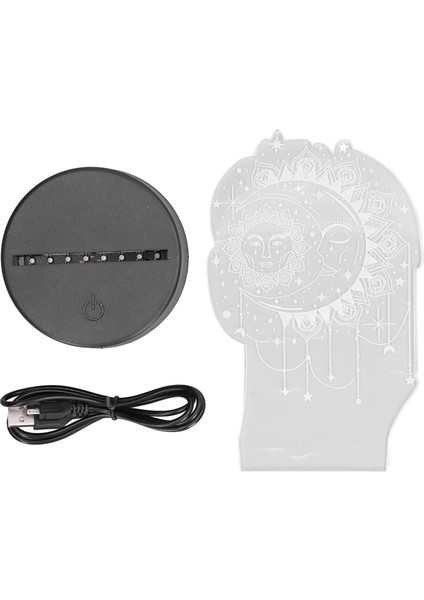 Akrilik 3D Çocuklar Gece Lambası, 3D Masa Lambası 7 Renk Güneş Ay LED Gece Lambası Akrilik Dokunmatik Anahtar Çocuklar Için USB Powered 3D Dekoratif Lamba Hediyeler Ev (Yurt Dışından)