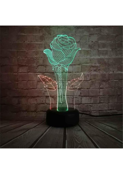 3D Optik Illüzyon Lambası Çiçek Bitki 16 Renk Yanıp Sönen USB Powered Dokunmatik Anahtarı Yatak Odası Çocuklar Için LED Gece Lambaları Doğum Günü Hediyeleri Noel (Yurt Dışından)