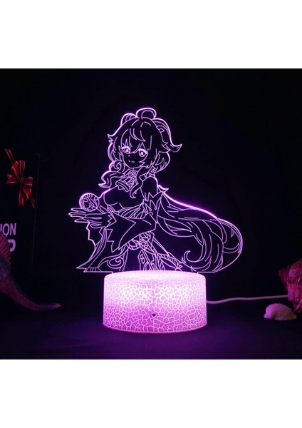 Genshin Darbe Oyunu 3D Erkek Için Gece Lambası 16 Renk Kız Odası Dekoru Illusion LED Lamba USB Oyunu Raiden Shogun Şekil Uygun Çocuklar Hayranlar Noel Hediyeleri (Crack) (Yurt Dışından)