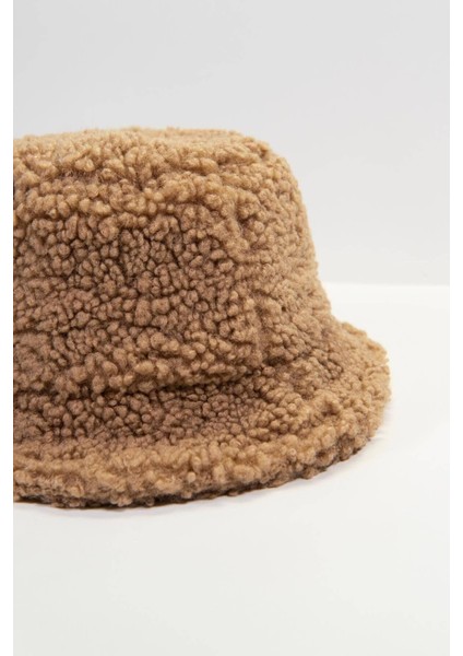 Peluş Kadın Sütlü Kahve Bucket Şapka modelleri