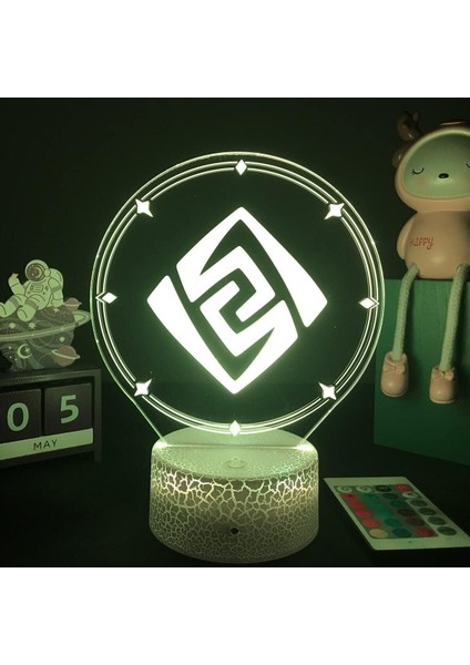 Genshin Etki Oyunu 3D Erkek Için Gece Lambası 16 Renk Kız Odası Dekoru Illusion LED Lamba USB Oyunu Raiden Shogun Şekil Uygun Çocuklar Hayranlar Noel Hediyeleri (Genshin Impact 3) (Yurt Dışından)