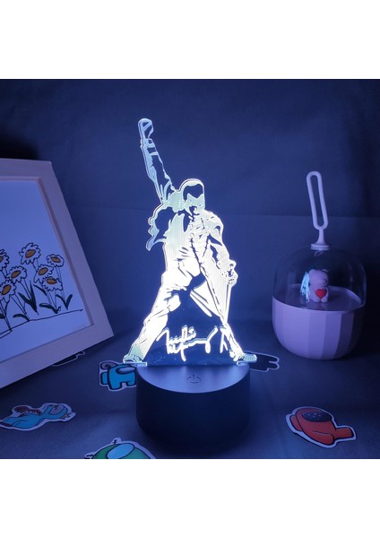 Oğlan Için Kraliçe Freddie 3D Gece Lambası 16 Renk Kız Odası Dekoru Illusion LED Lamba USB Kraliçe Freddie Figürü Uygun Çocuk Hayranları Yılbaşı Hediyeleri (Siyah Lamba) (Yurt Dışından)