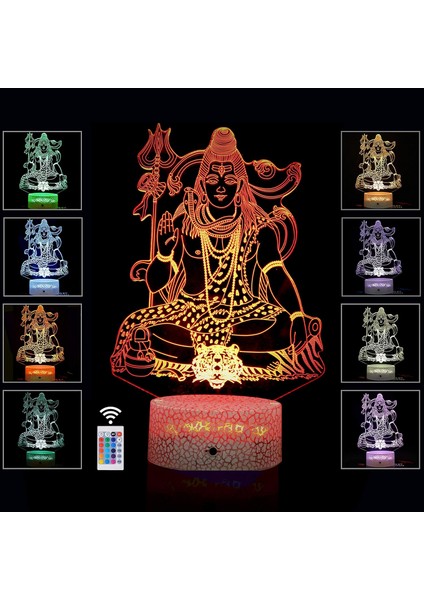 Lord Shiva Heykelinin 3D Gece Lambası Arkadaşlar ve Aile Için En Iyi Hediye Fikri Diwali-Dokunmatik Sensörlü Serin Ev Ofis Yatak Odası Dekoru 16 Renk Modu (Lord Shiva) (Yurt Dışından)