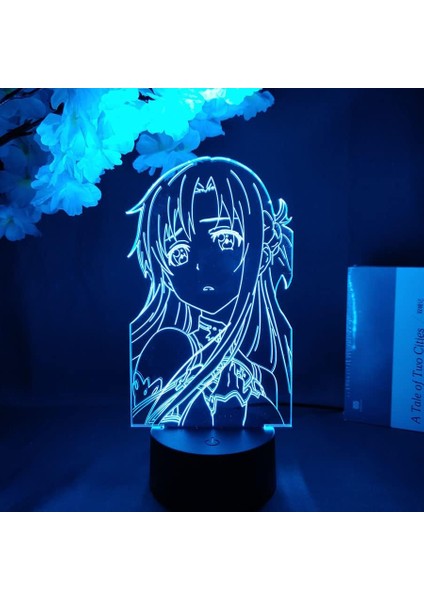 Kılıç Karınca Orline Anime 3D Erkek Için Gece Lambası 16 Renk Kız Odası Dekor Illusion LED Lamba USB Manga Kirito Asuna Şekil Uygun Çocuklar Hayranlar Yılbaşı Hediyeleri (Siyah Lamba) (Yurt Dışından)