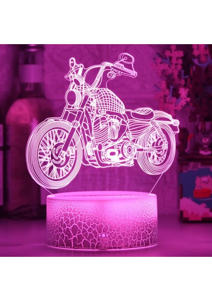 3D Motosiklet Gece Işığı Dekoru Masa Danışma Optik Illüzyon Lambaları 7 Renk Değiştirme Işıkları LED Masa Lambası Noel Ev Aşk Doğum Günü Çocuk Çocuk Dekoru Oyuncak Hediye (Yurt Dışından)