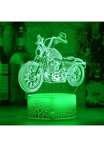 3D Motosiklet Gece Işığı Dekoru Masa Danışma Optik Illüzyon Lambaları 7 Renk Değiştirme Işıkları LED Masa Lambası Noel Ev Aşk Doğum Günü Çocuk Çocuk Dekoru Oyuncak Hediye (Yurt Dışından)
