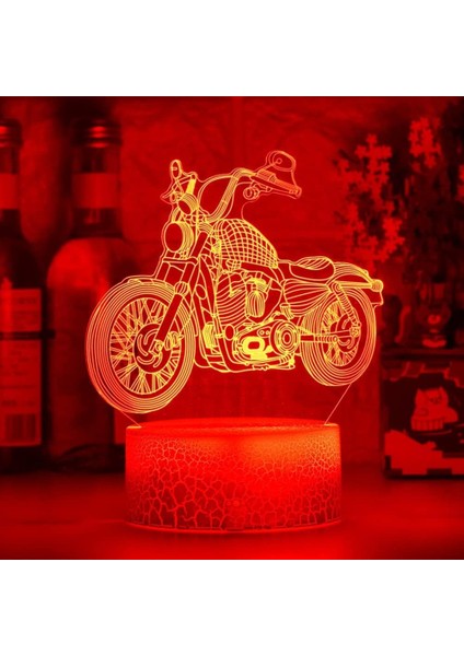 3D Motosiklet Gece Işığı Dekoru Masa Danışma Optik Illüzyon Lambaları 7 Renk Değiştirme Işıkları LED Masa Lambası Noel Ev Aşk Doğum Günü Çocuk Çocuk Dekoru Oyuncak Hediye (Yurt Dışından)