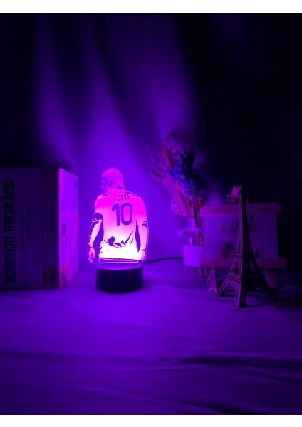 Futbol Figürü 3D Çocuk Hayranları Için Gece Lambası, Uzaktan Kumanda ile Değişen 16 Renk, Çocuk Odası Dekoru, Şekil Manga Illusion LED Oyuncak Lamba Kız Erkek Noel Hediyeleri (Yurt Dışından) modelleri