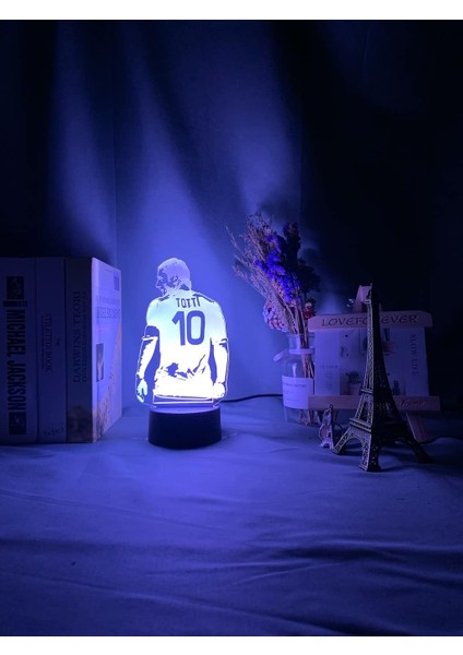 Futbol Figürü 3D Çocuk Hayranları Için Gece Lambası, Uzaktan Kumanda ile Değişen 16 Renk, Çocuk Odası Dekoru, Şekil Manga Illusion LED Oyuncak Lamba Kız Erkek Noel Hediyeleri (Yurt Dışından) fırsatları