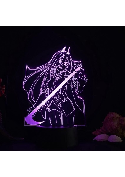Testere Adam Anime 3D Erkek Için Gece Lambası 16 Renk Kız Odası Dekoru Illusion LED Lamba USB Manga Pochita Şekil Uygun Çocuklar Fanlar Noel Hediyeleri (Siyah) (Yurt Dışından)