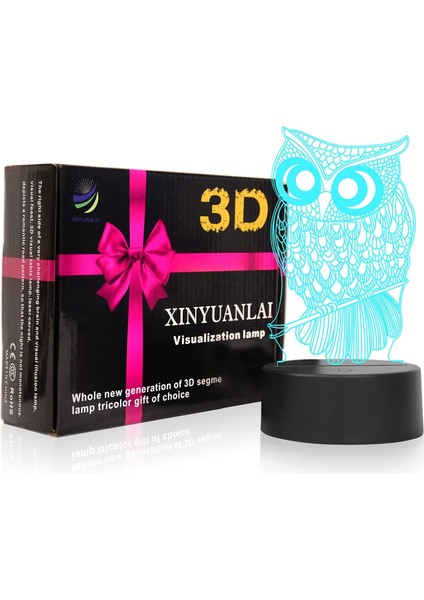 3D Illusion Gece Işığı Masa Lambası, 7 Renk Otomatik Kademeli Değişen USB Powered Çocuklar Için Dokunmatik Anahtarlı LED Işıklar Hediyeler Ev Dekorasyonu (Baykuş) (Yurt Dışından)