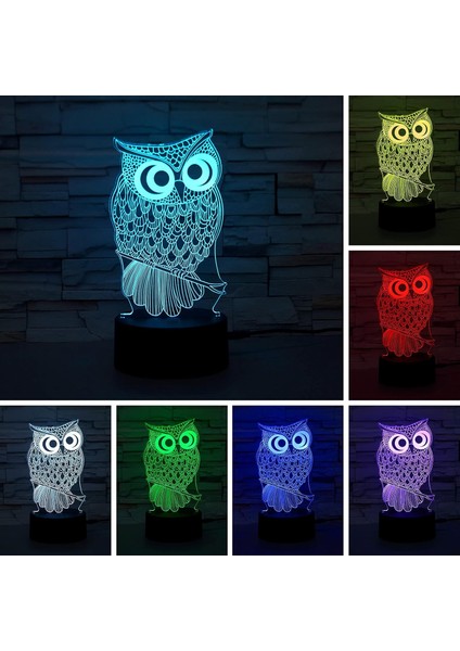 3D Illusion Gece Işığı Masa Lambası, 7 Renk Otomatik Kademeli Değişen USB Powered Çocuklar Için Dokunmatik Anahtarlı LED Işıklar Hediyeler Ev Dekorasyonu (Baykuş) (Yurt Dışından) fırsatları