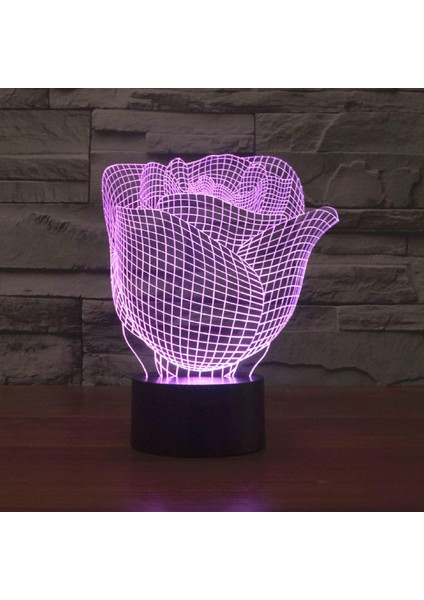 Çocuklar Için Gece Lambası 3D Sevgililer Günü Gül LED Lamba Uzaktan Kumanda ile 16 Renk Değiştirme Noel Doğum Günü Hediyesi Çocuk Için (Yurt Dışından)