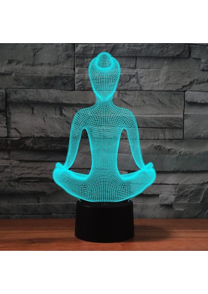 3D Yoga Gece Işığı Lambası Illusion Gece Işığı 7 Renk Değiştirme Dokunmatik Anahtarı Masa Danışma Dekorasyon Lambaları Hediye Akrilik Düz Abs Taban USB Kablosu Oyuncak (Yurt Dışından)