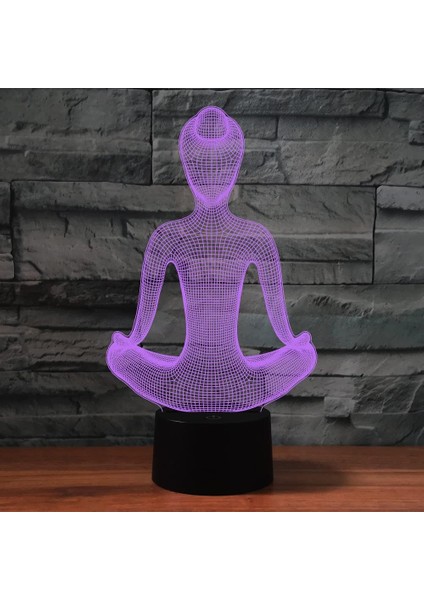 3D Yoga Gece Işığı Lambası Illusion Gece Işığı 7 Renk Değiştirme Dokunmatik Anahtarı Masa Danışma Dekorasyon Lambaları Hediye Akrilik Düz Abs Taban USB Kablosu Oyuncak (Yurt Dışından)