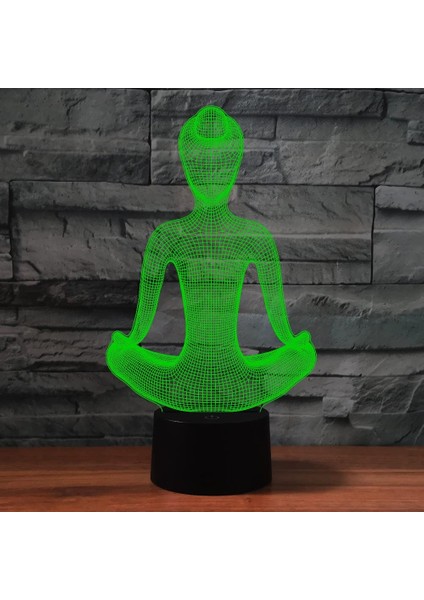 3D Yoga Gece Işığı Lambası Illusion Gece Işığı 7 Renk Değiştirme Dokunmatik Anahtarı Masa Danışma Dekorasyon Lambaları Hediye Akrilik Düz Abs Taban USB Kablosu Oyuncak (Yurt Dışından)