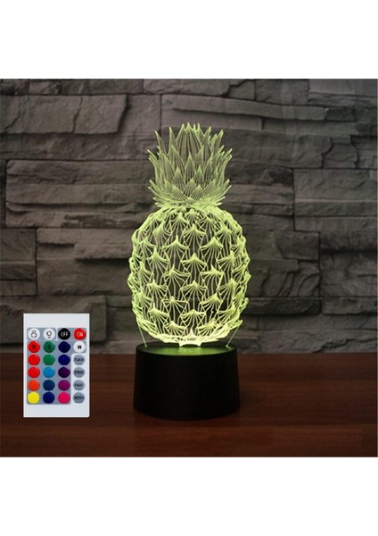 Çocuklar Için Gece Lambası 3D Ananas LED Lamba Uzaktan Kumandalı 16 Renk Değiştirme Noel Doğum Günü Hediyesi Çocuk Için (Yurt Dışından)