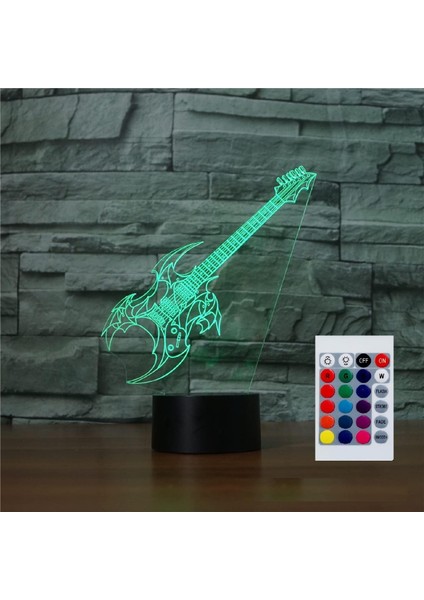 Çocuklar Için Gece Lambası 3D Gitar LED Lamba Uzaktan Kumanda ile 16 Renk Değiştirme Noel Doğum Günü Hediyesi Çocuk Için (Yurt Dışından)