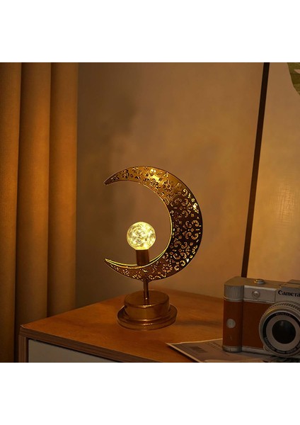 Bayram El Sanatları Gece Lambası, 3D Ramazan Mübarek Lamba Süslemeleri, Altın Oymak Ay Yıldız Müslüman Atmosfer Lambası Yatak Odası Oturma Odası Arkadaşlar Inananlar Hediyeler-Style4 (Yurt Dışından)