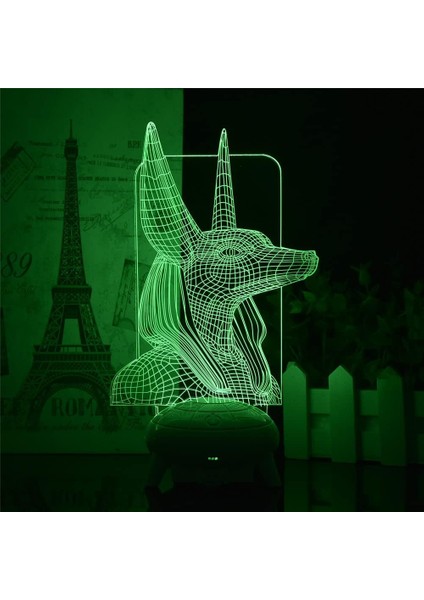 Mısır Anubis Firavun Şekil 3D Illusion Lamba Uzaktan Kumanda ile LED Gece Lambası + 7/16 Renk Değiştirme USB Masa Lambaları Ev Dekorasyonu Çocuklar Doğum Günü/noel Hediyeleri (Yurt Dışından)