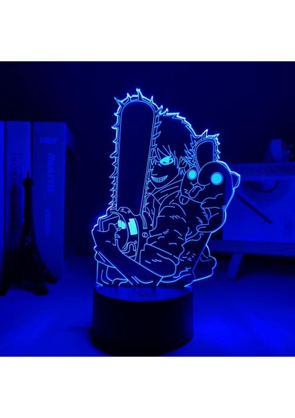 Testere Adam Anime 3D Erkek Için Gece Lambası 16 Renk Kız Odası Dekoru Illusion LED Lamba USB Manga Pochita Şekil Uygun Çocuklar Fanlar Noel Hediyeleri (Siyah) (Yurt Dışından)