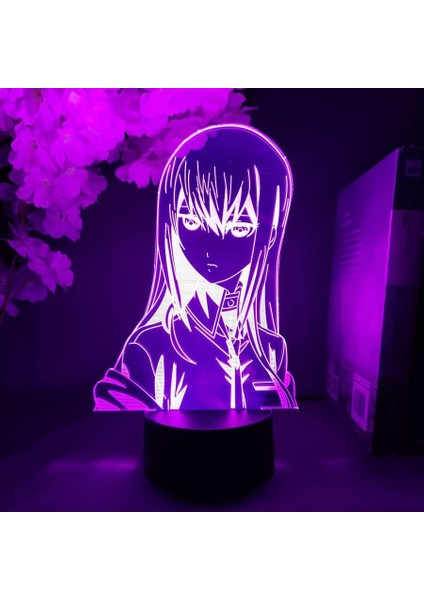 Steins Gate Anime 3D Erkek Için Gece Lambası 16 Renk Kız Odası Dekoru Illusion LED Lamba USB Manga Makise Kurisu Şekil Uygun Çocuk Hayranları Noel Hediyeleri (Siyah Lamba) (Yurt Dışından)
