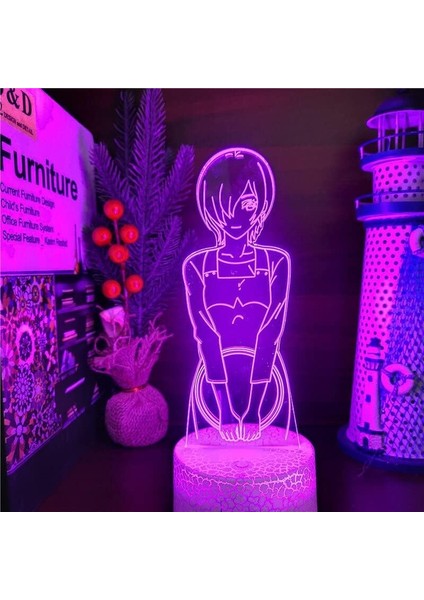 Tokya Ghonl Anime 3D Erkek Için Gece Lambası 16 Renk Kız Odası Dekor Illusion LED Lamba USB Manga Ken Kaneki Şekil Uygun Çocuklar Hayranlar Noel Hediyeleri (Crack) (Yurt Dışından)